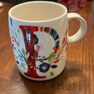 Anthropologie Letter P Initial Mug Petal Palette Flower Starla Halfmann Monogram